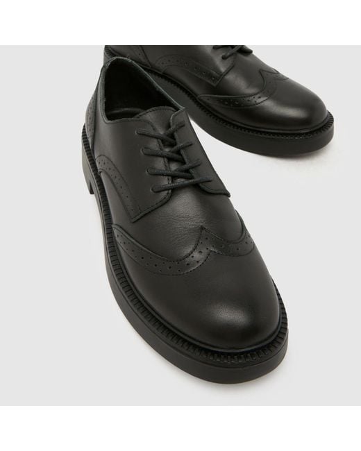 Schuh Black Lashes Leather Lace Up Flats