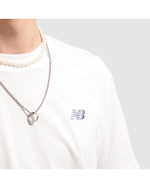 New Balance White Small Logo T-shirt In for men