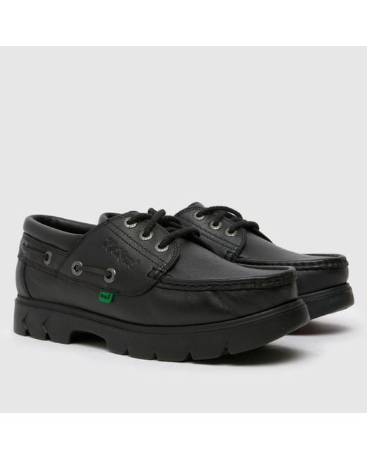 Kickers Black Lennon Boat Shoes for men