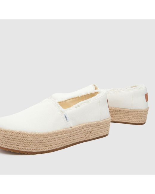 TOMS White Valencia Espadrille Flat Shoes In