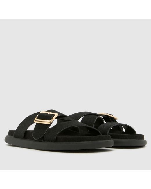 Schuh Black Tear Leather Footbed Sandals