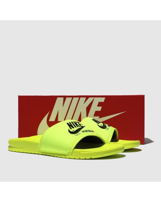Nike Benassi Slide Sandals in Yellow for Men | Lyst UK