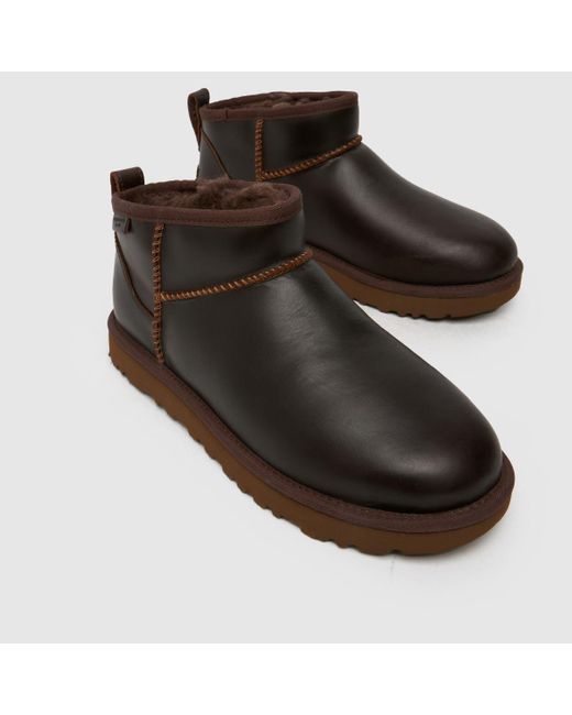 Ugg Brown Classic Ultra Mini Leather Boots