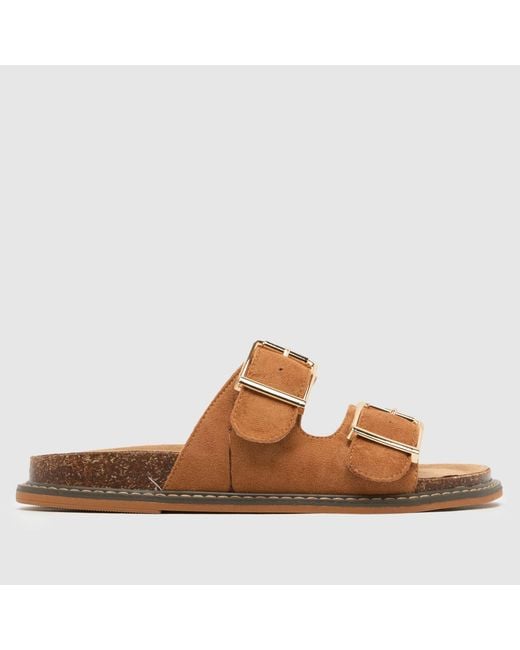 Schuh Brown Tamika Buckle Footbed Sandals