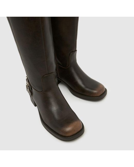 Schuh Black Disk Buckle Biker Boots