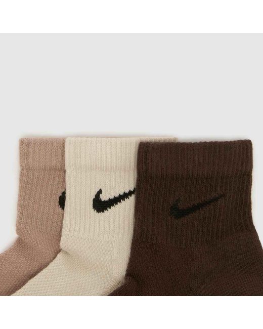 Nike Brown Elevated Ankle Socks 3Pk