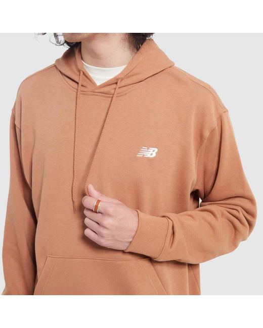 New Balance Orange Small Logo French Terry Hoodie In for men