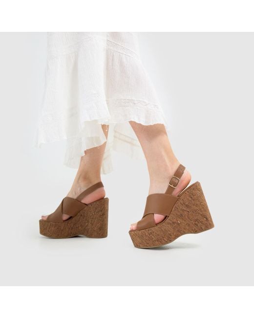 Schuh Brown Valentina Cork Wedge Sandals
