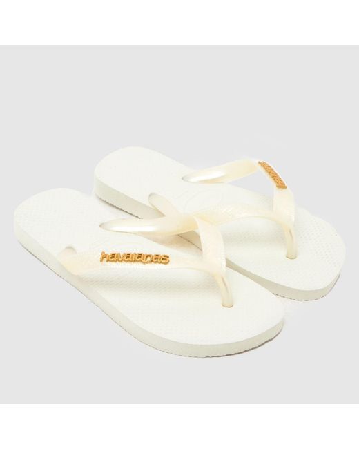 Havaianas White Logo Metallic Flip Sandals