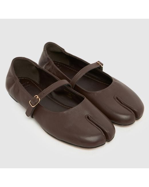 Schuh Brown Lusia Leather Split Toe Ballet Flats