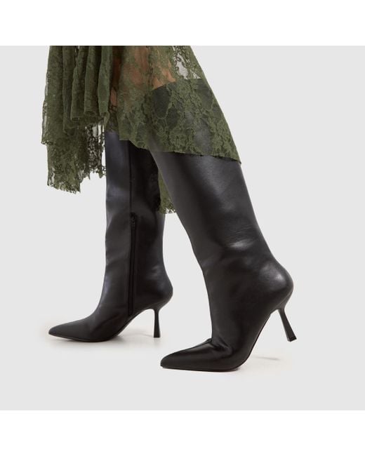 Schuh Black Ladies Dame Pointed Knee Boots