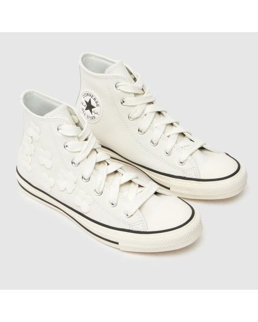 Converse White All Star Hi Leather 3D Flowers Trainers