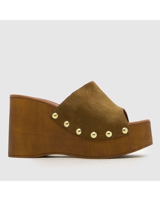 Schuh Brown Vixen Suede Wedge Clog Sandals