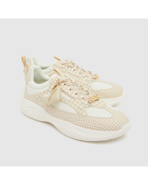 Steve Madden White Premio Gingham Trainers