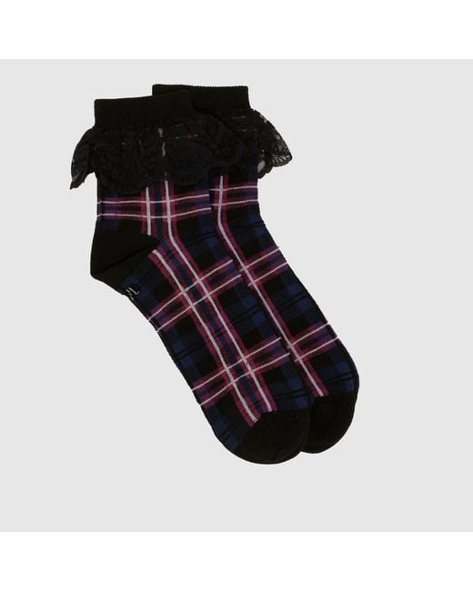 Dr. Martens Black Tartan Frill Sock