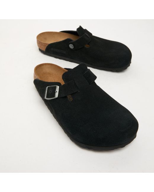 Birkenstock Black Women's Boston Suede Clog Sandals