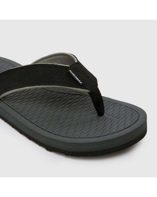 Skechers Black Tantric Copano Flip Flop Sandals In for men