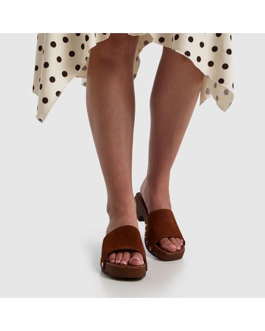 Schuh Brown Verity Suede Clog Sandals