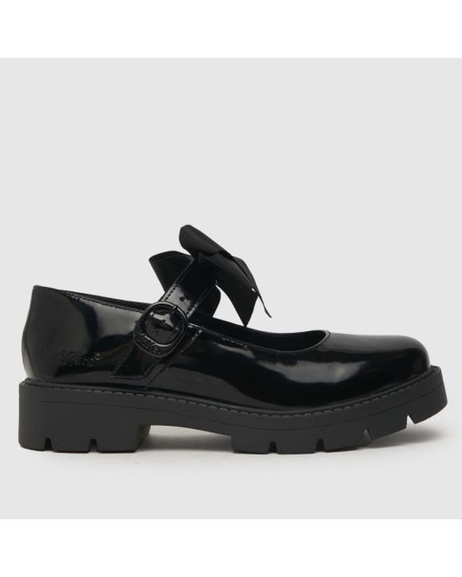 Kickers Black Kick Kori Mary Jane Bow Flat Shoes In
