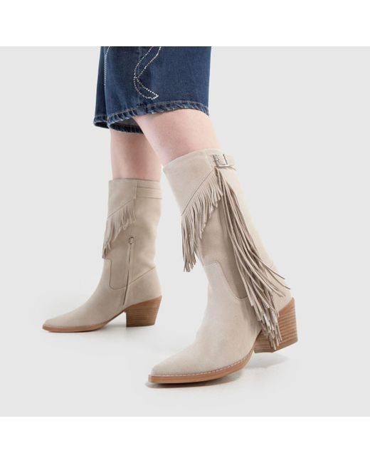 Schuh Natural Dina Suede Tassel Western Boots