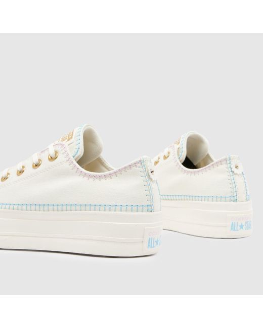 Converse White All Star Lift Ox Craft Stitch Trainers In