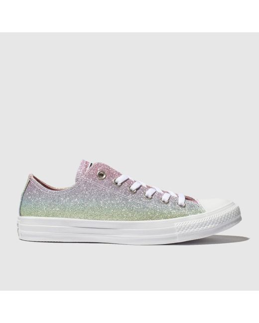 Converse Pink & Blue All Star Rainbow Glitter Ox Trainers | Lyst UK