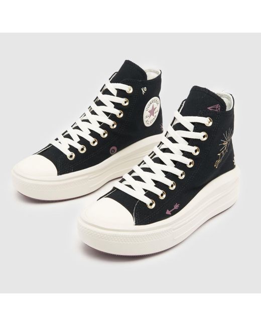 Converse Blue All Star Move Hi Tiny Tattoos Trainers In Black & White