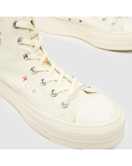 Converse Natural All Star Lift Hi Y2k Heart Trainers In