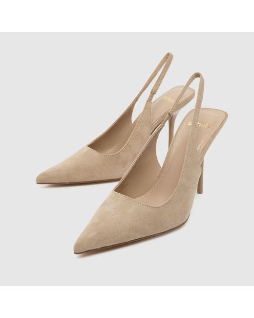 Schuh White Sade Slingback Court High Heels