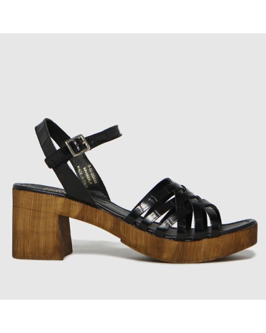 Schuh Vienna Croc Leather Wood Sandals 