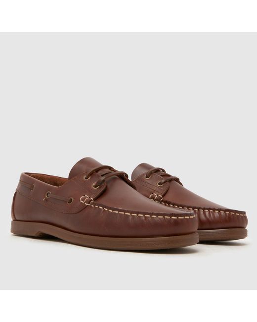 Schuh Brown Patient Leather Boat Shoes for men