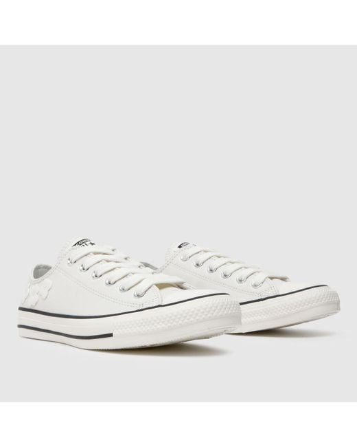 Converse White All Star Ox 3D Flowers Trainers