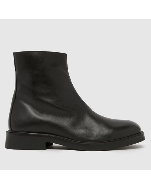 Schuh Black Dario Leather Square Toe Boots for men