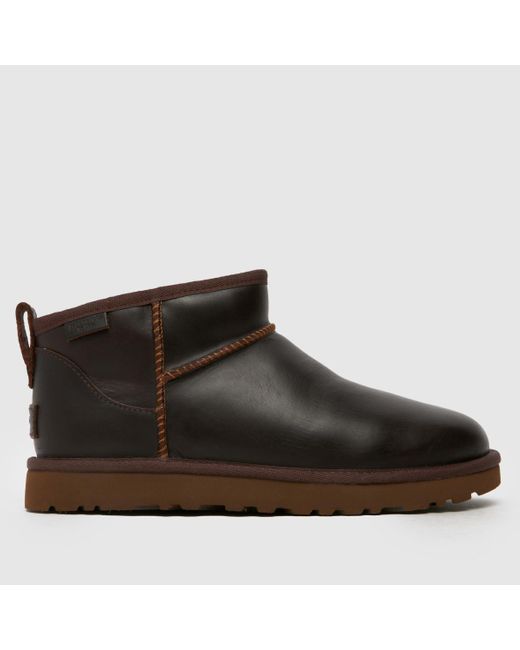 Ugg Brown Classic Ultra Mini Leather Boots