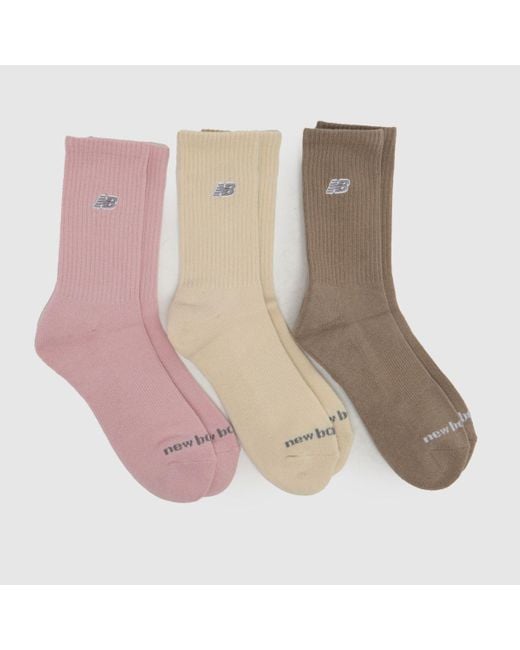 New Balance Brown Mid Calf Logo 3Pk