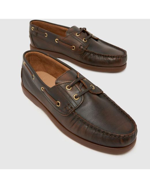 Schuh Brown Luton Leather Boat Flats