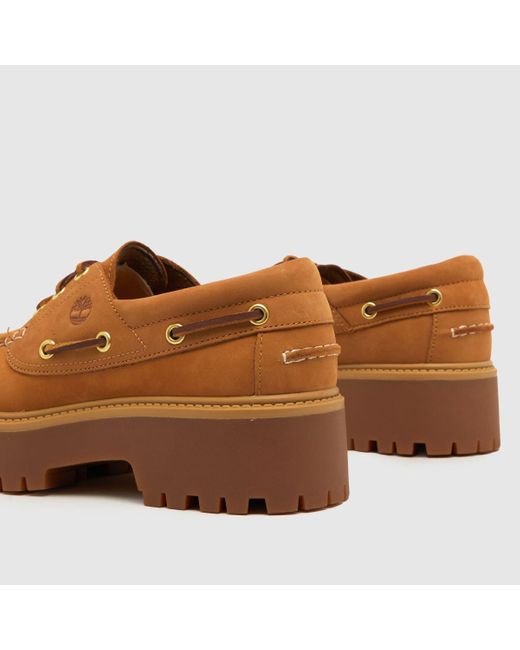 Timberland Brown Stone Street Boat Flat Shoes In