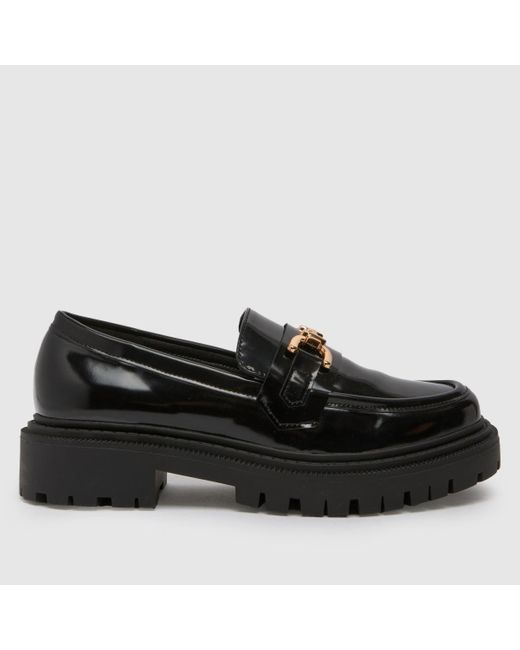 Schuh Black Wide Fit Lumina Snaffle Loafer Flat Shoes In