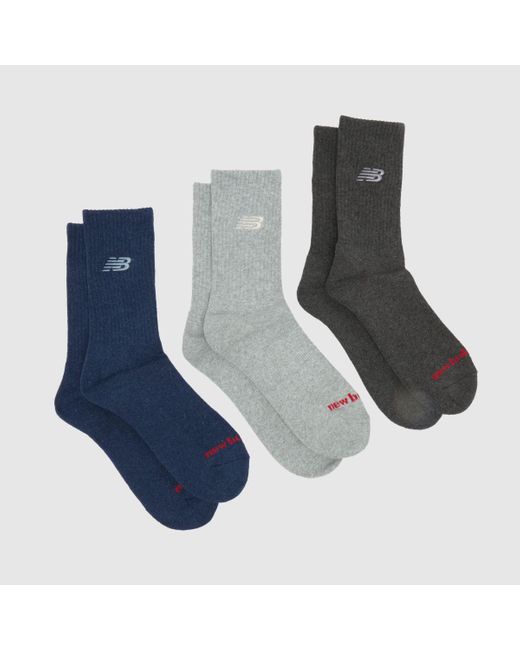 New Balance Blue Midcalf Logo Socks 3 Pack