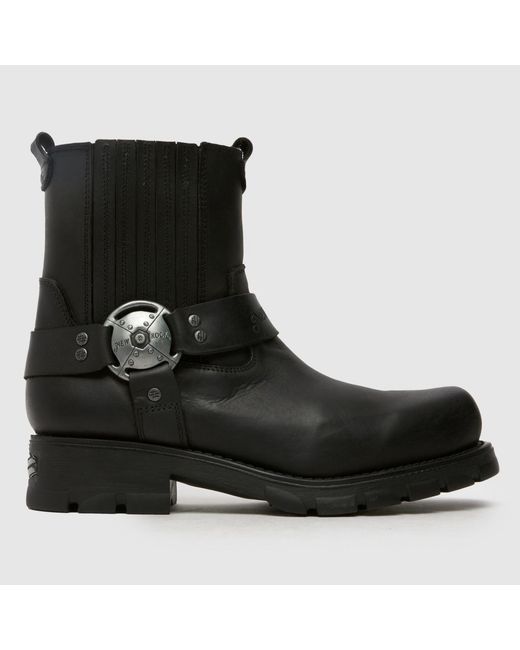 New Rock Black Biker Ankle Boots for men