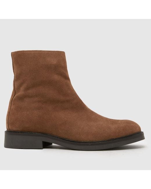 Schuh Brown Dario Suede Square Toe Boots for men