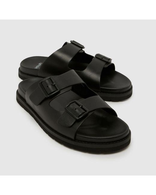 Schuh Black Swift Leather Sandals for men