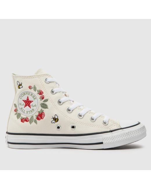 Converse All Star Hi Bees And Berries Trainers In White & Green