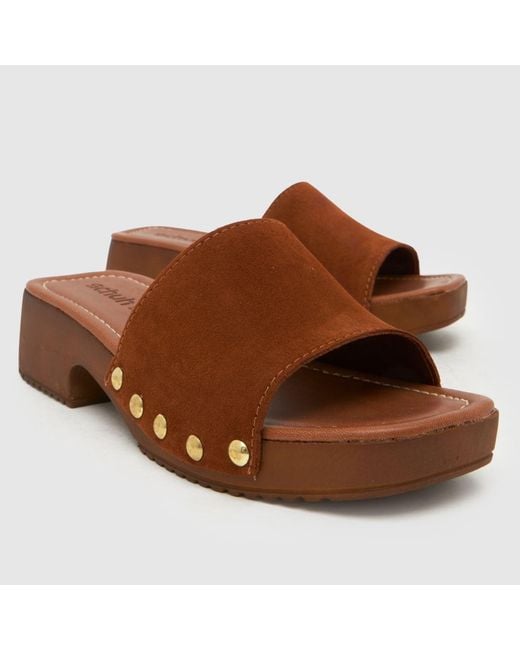 Schuh Brown Verity Suede Clog Sandals