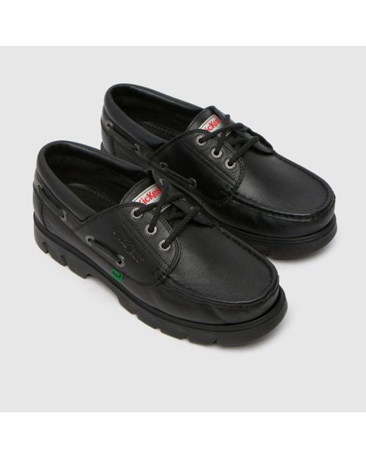 Kickers Black Lennon Boat Shoes for men