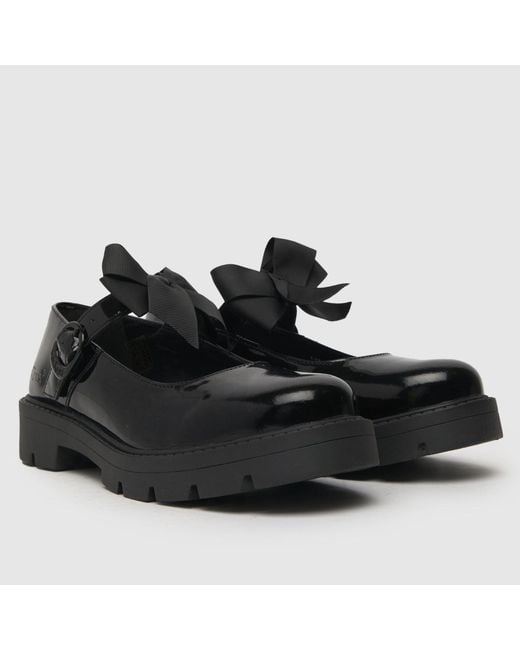 Kickers Black Kick Kori Mary Jane Bow Flat Shoes