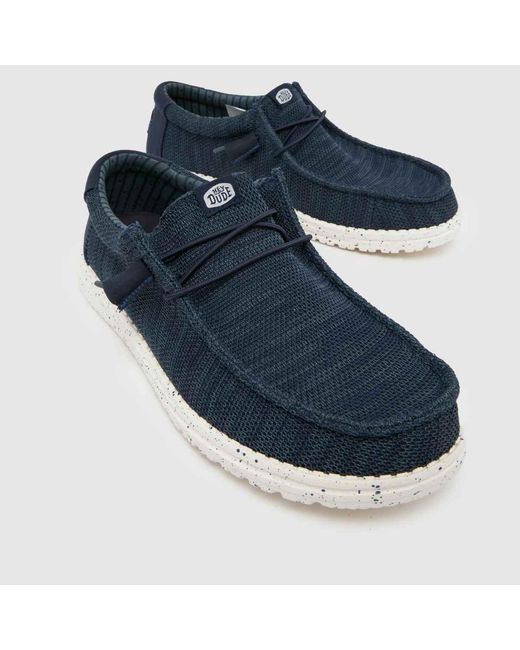 HeyDude Blue Wally Stretch Sox Shoes for men