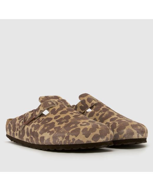 Birkenstock Brown Boston Leopard Clog Sandals
