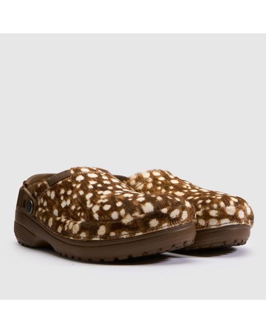 CROCSTM Brown Classic Crafted Hair-On Clog Sandals