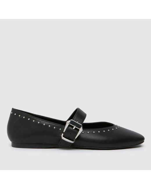 Schuh Black Lucy Studded Ballerina Flat Shoes In